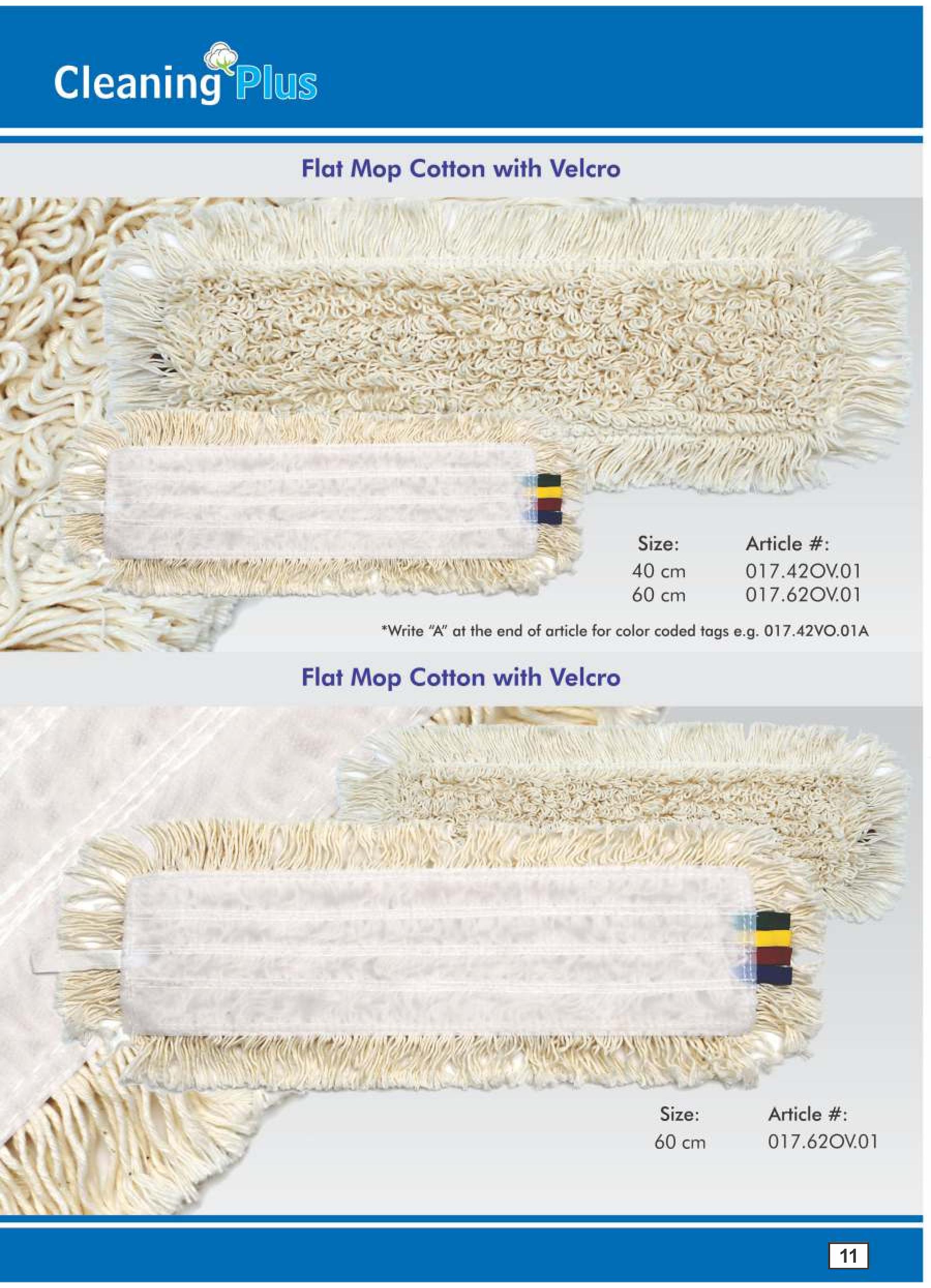 Flat mops cotton with Velcro 